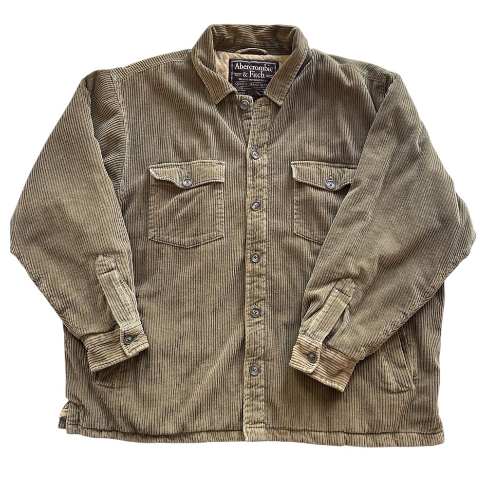 Abercrombie And Fitch Heavy Corduroy Quilt Lined Chore Jacket Tan Mens Size XL